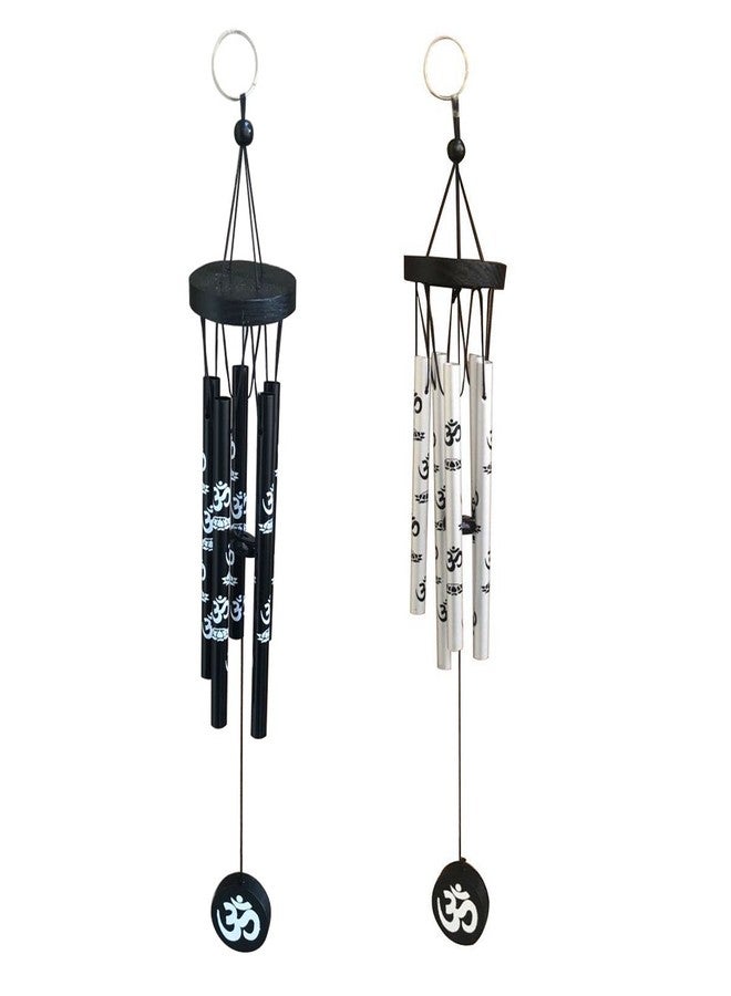Ryme Feng Shui Combo of Black and Silver Om Wind Chime
